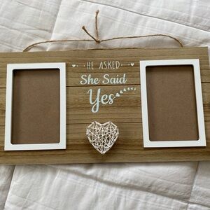 Rustic Brown and White Photo Frame with Heart Accent